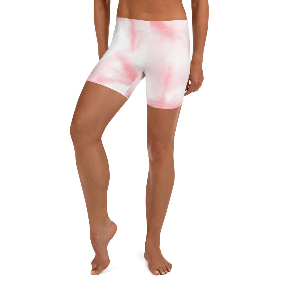 Aesthetic Pink Tie Dye Tight Shorts for Women