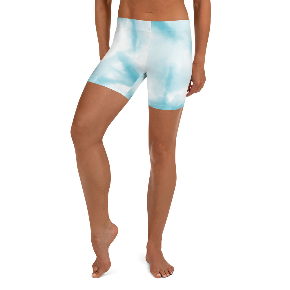 Cute Blue Tie Dye Tight Shorts for Women