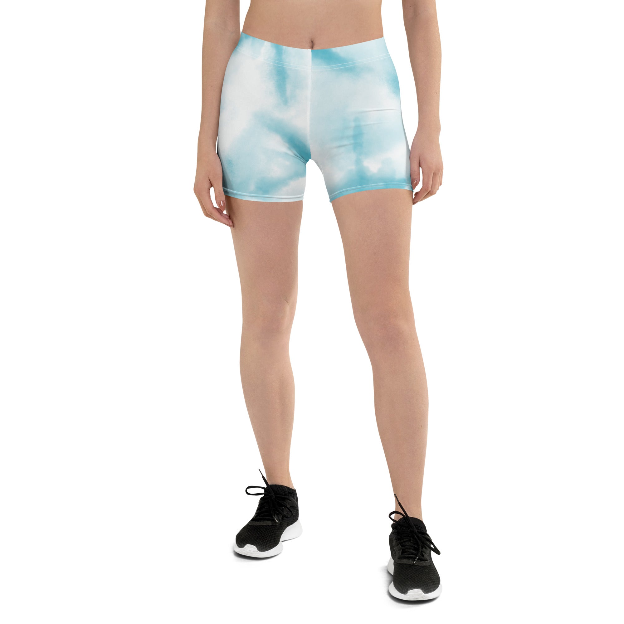 Cute Blue Tie Dye Tight Shorts for Women