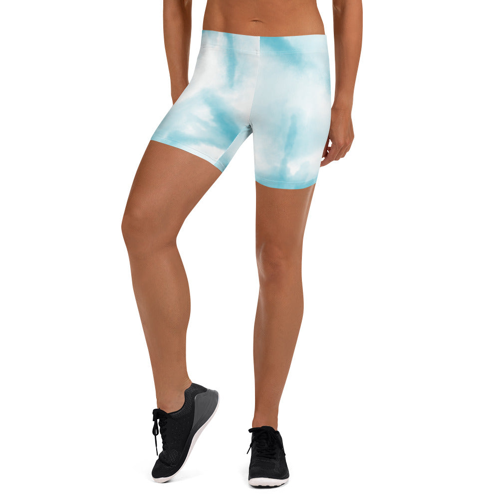 Cute Blue Tie Dye Tight Shorts for Women