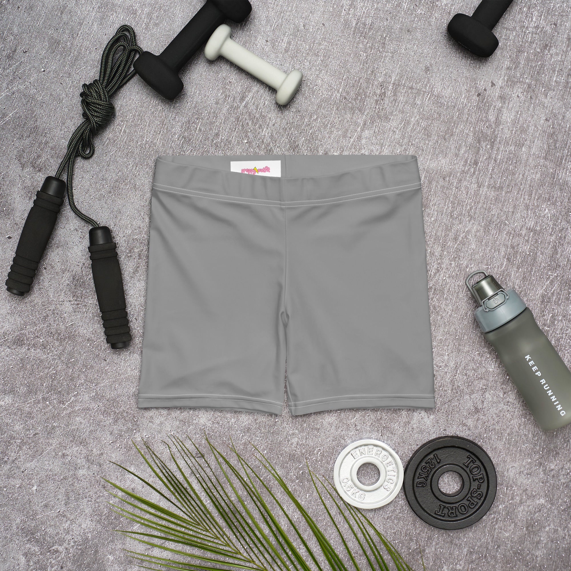 Preppy Aesthetic Grey Plain Tight Shorts for Women