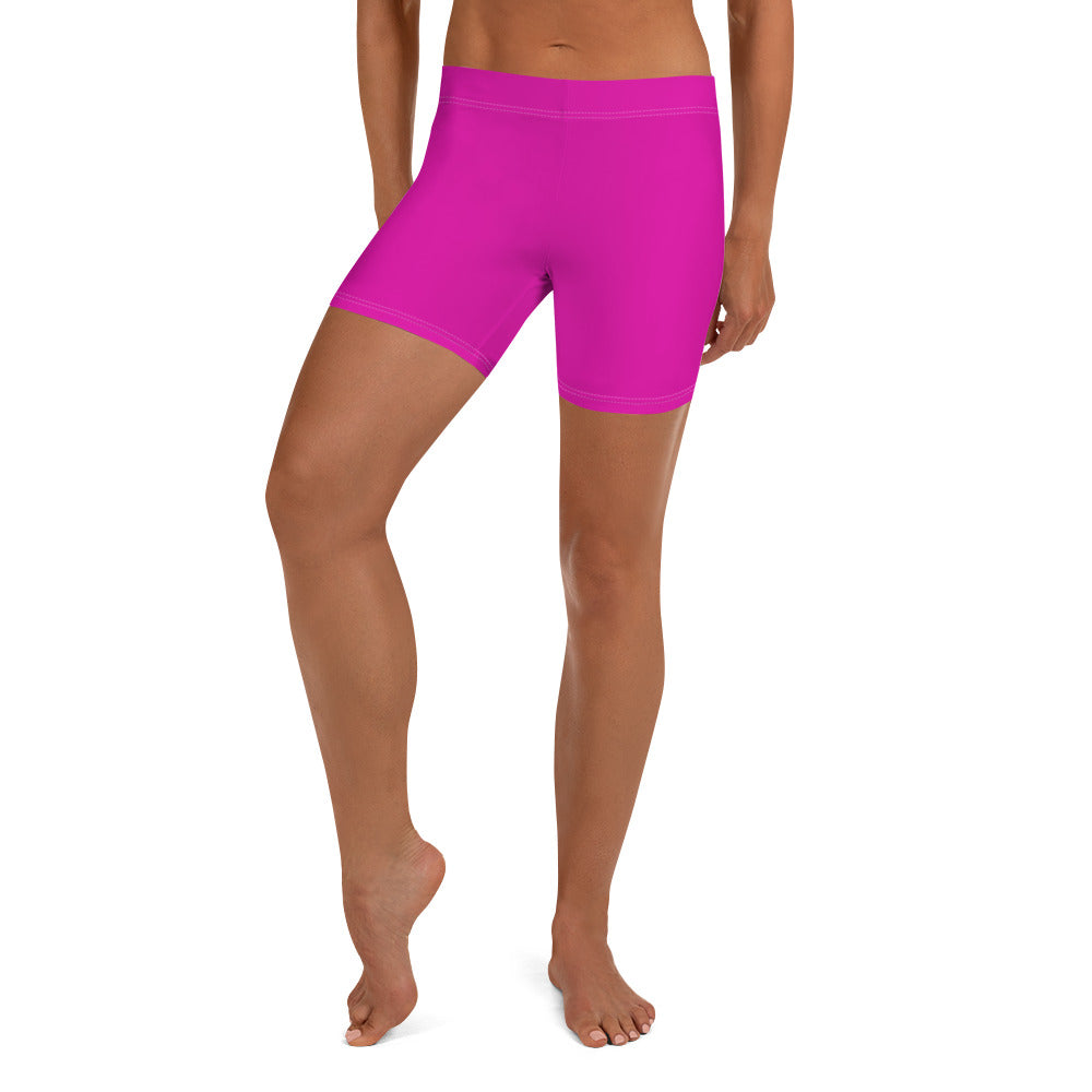 Neon Pink Plain Workout Tight Shorts for Women