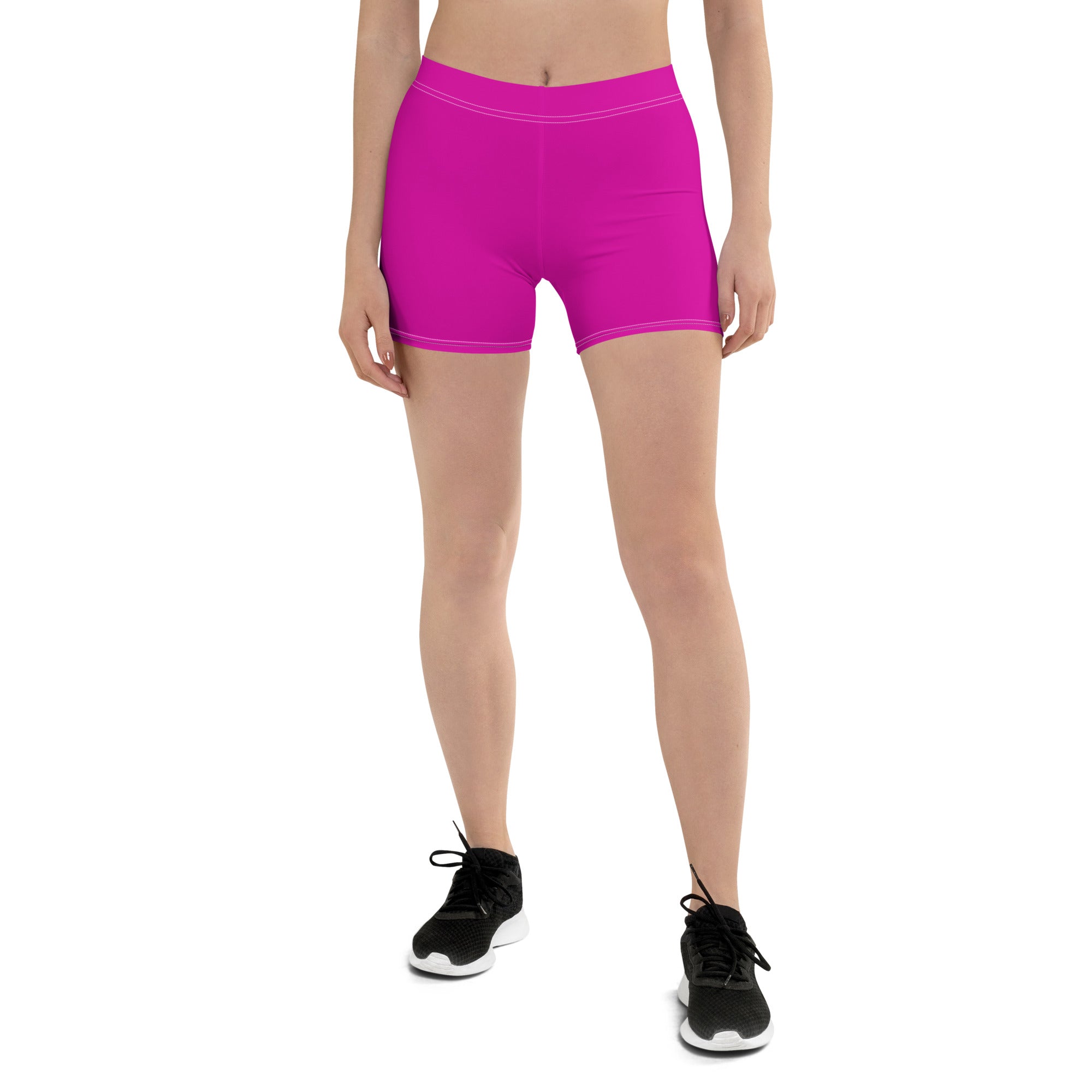 Neon Pink Plain Workout Tight Shorts for Women