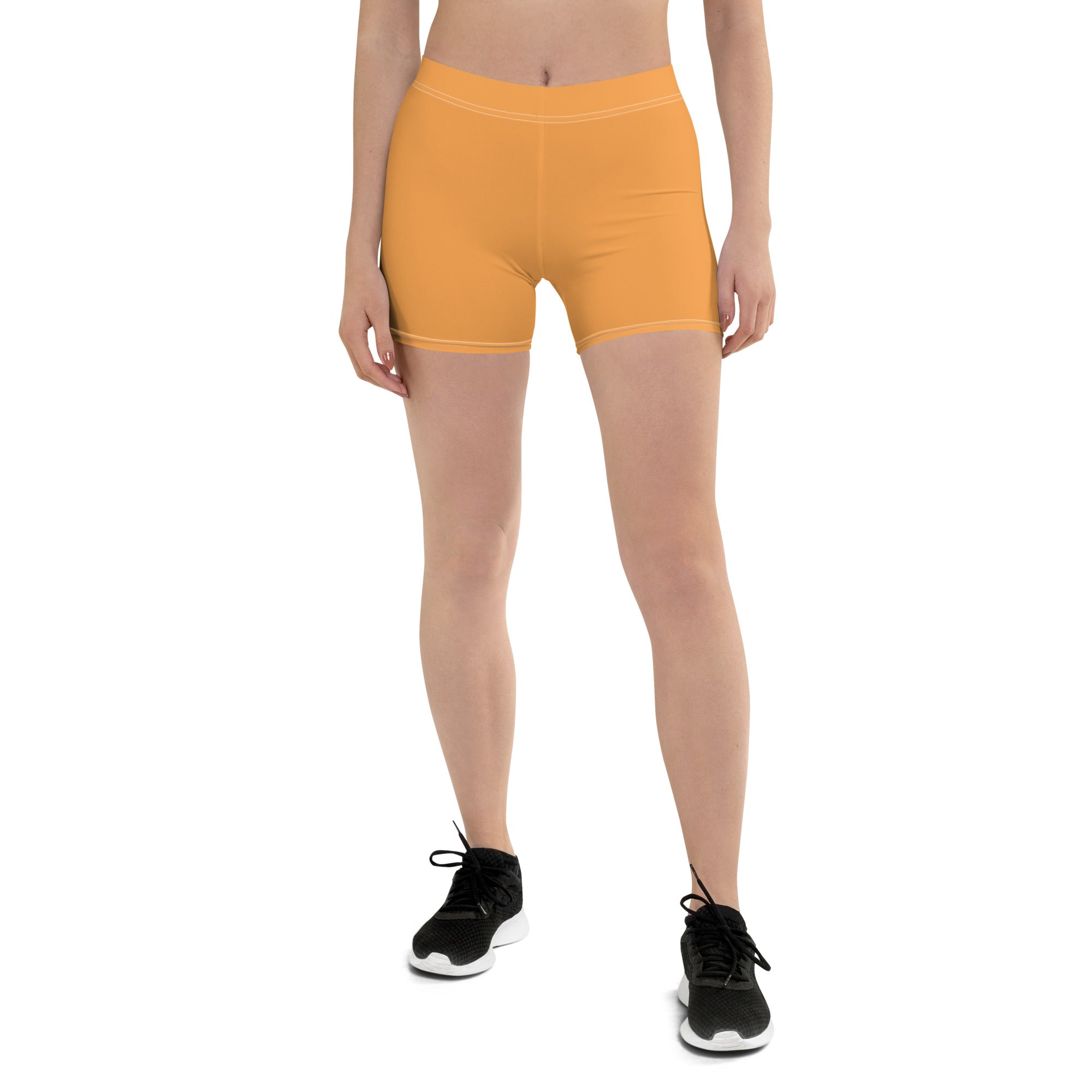 Sporty Orange Plain Gym Workout Tight Shorts for Women