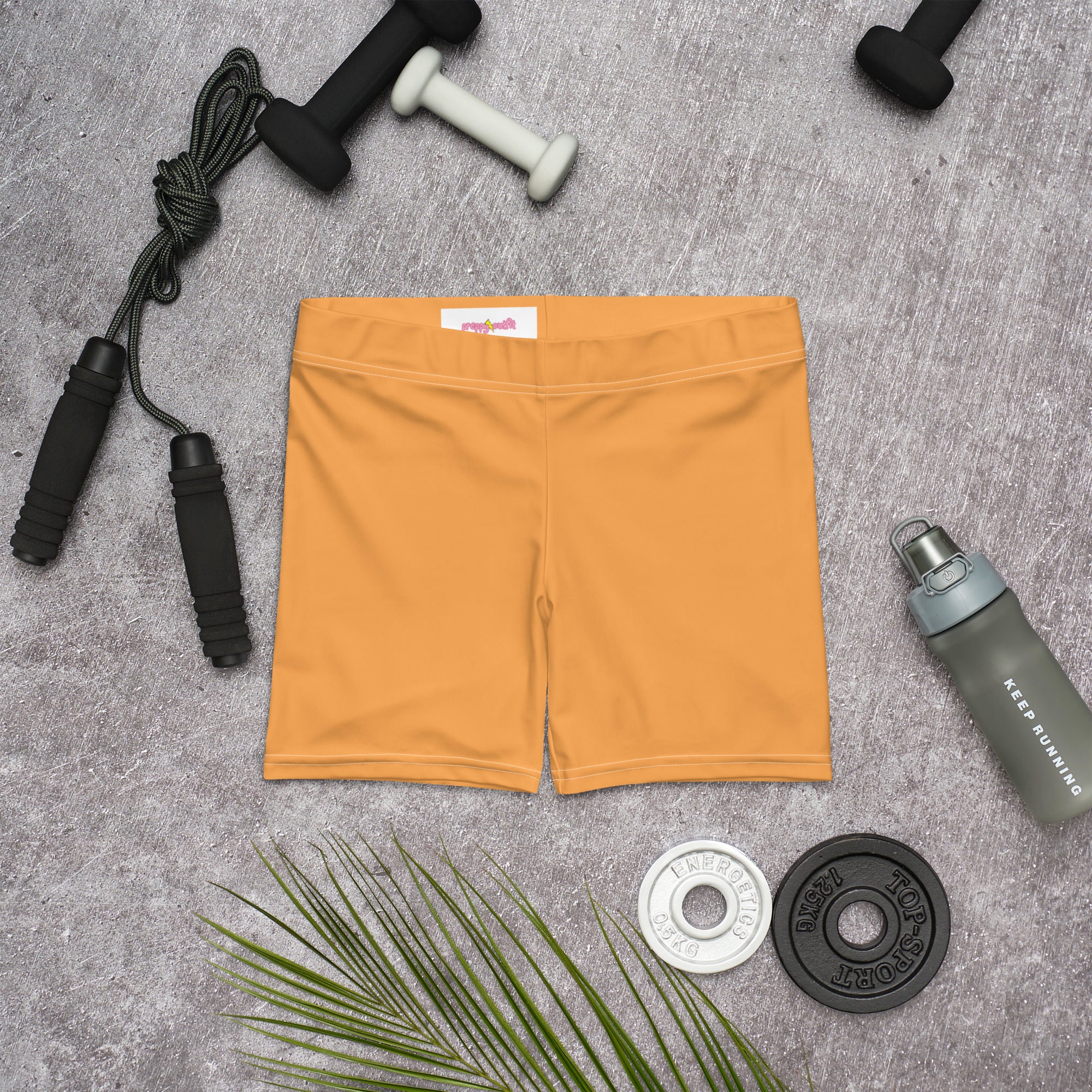 Sporty Orange Plain Gym Workout Tight Shorts for Women