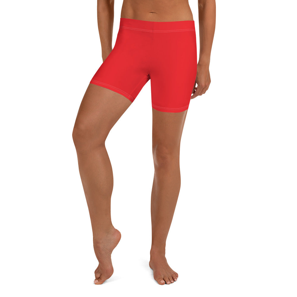 Athletic Red Plain Gym Workout Tight Shorts for Women