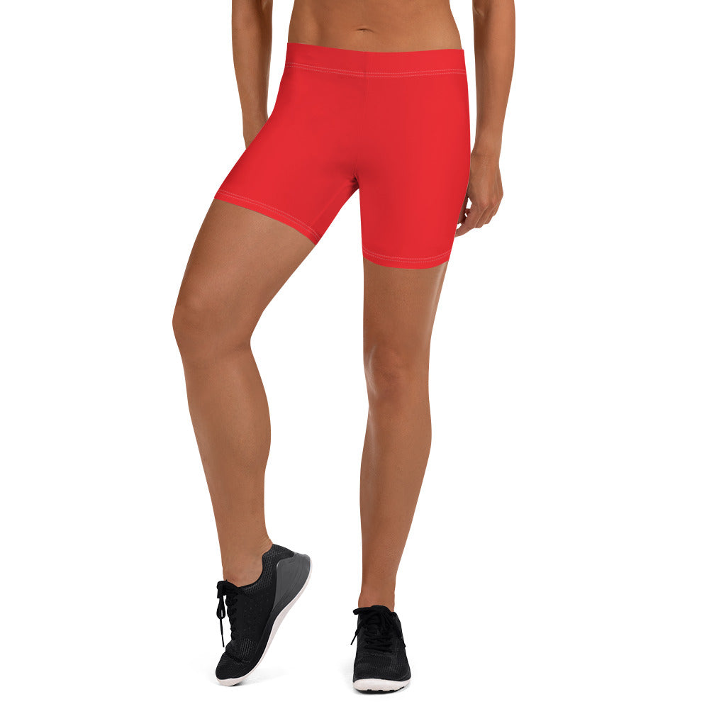 Athletic Red Plain Gym Workout Tight Shorts for Women