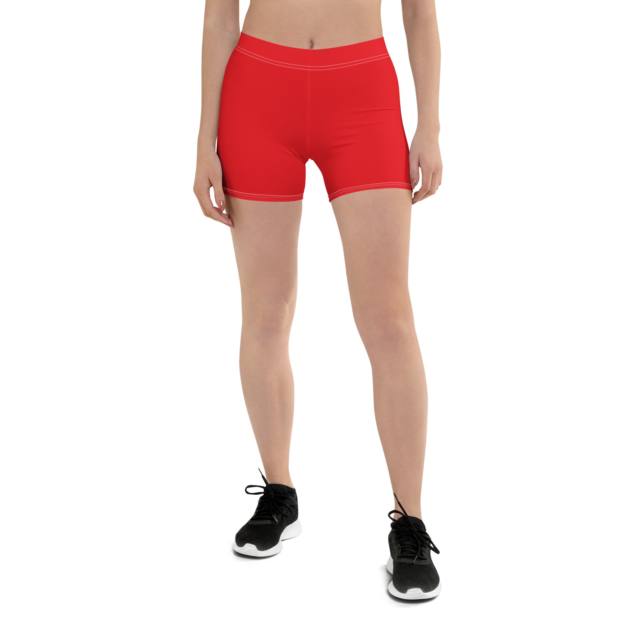 Athletic Red Plain Gym Workout Tight Shorts for Women