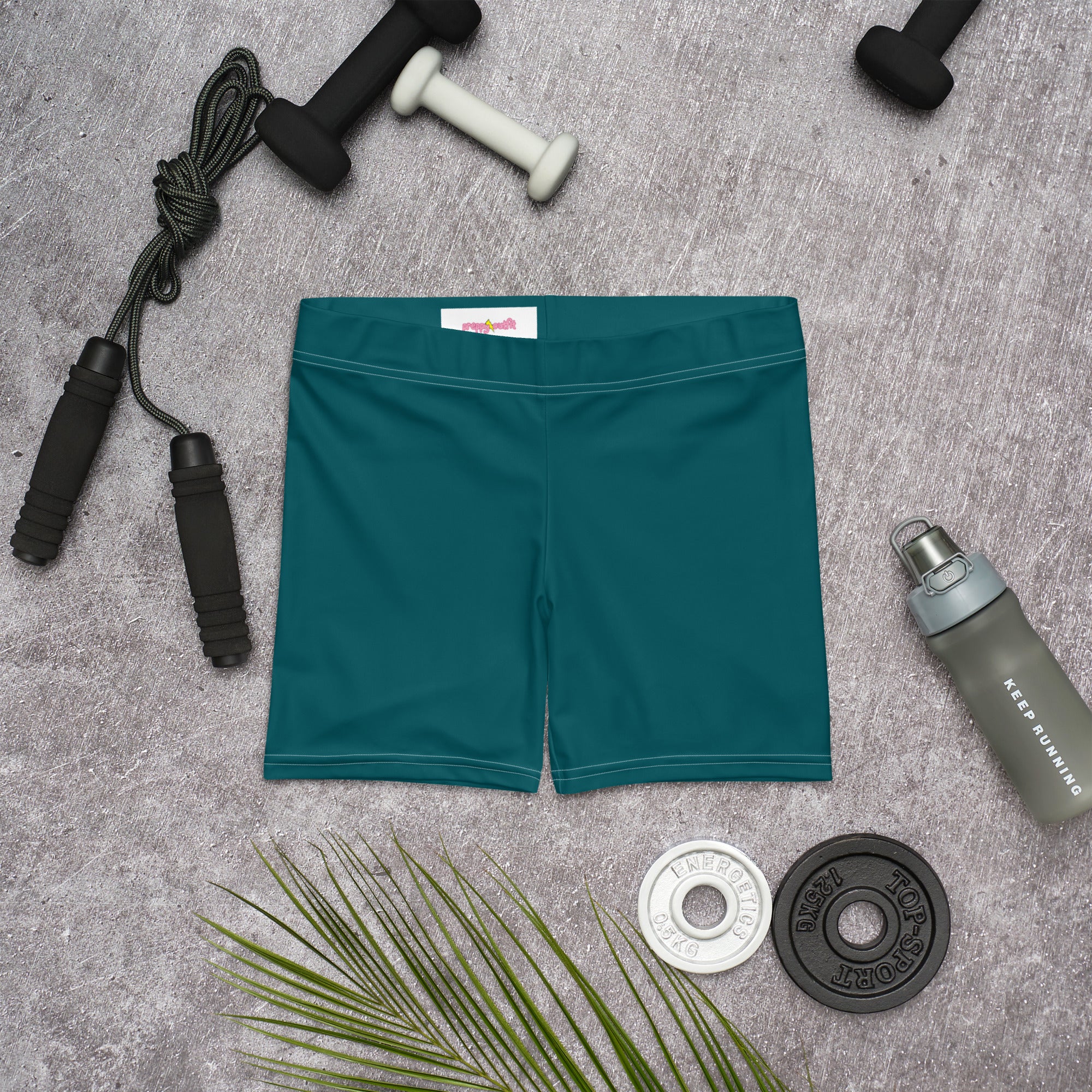 Sealmess Teal Gym Workout Tight Shorts for Women