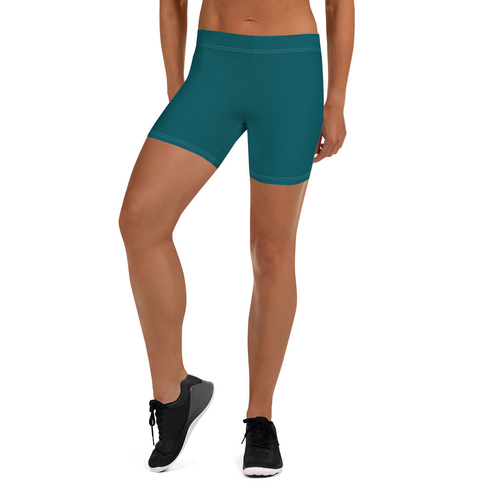 Sealmess Teal Gym Workout Tight Shorts for Women