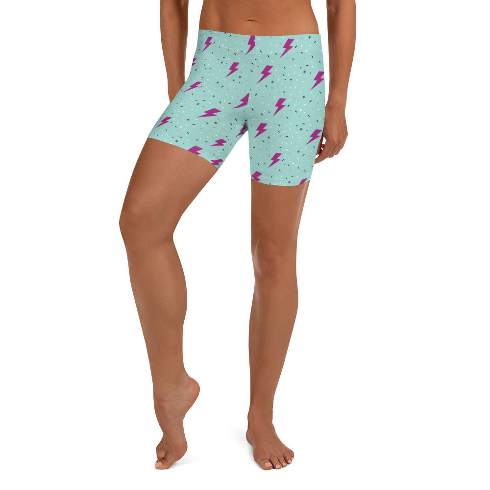 Preppy Green Lightning Bolts Running Tight Shorts for Women