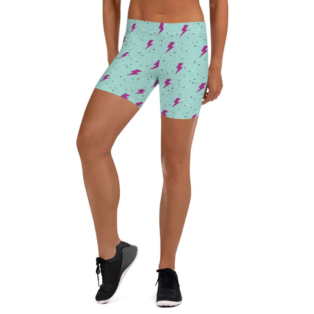 Preppy Green Lightning Bolts Running Tight Shorts for Women