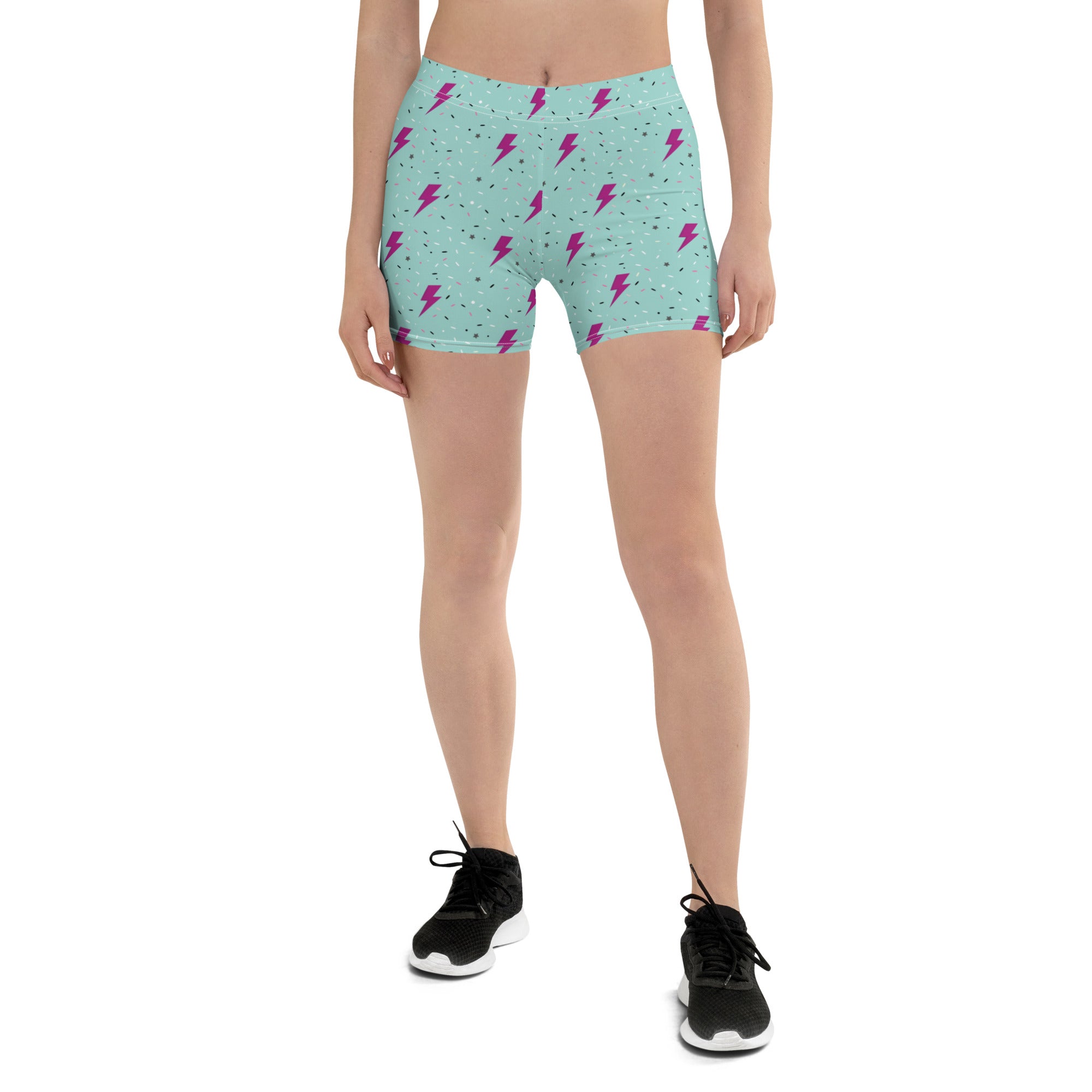 Preppy Green Lightning Bolts Running Tight Shorts for Women
