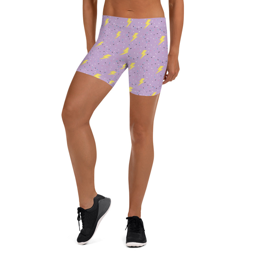 Preppy Lightning Bolts Purple Running Tight Shorts for Women