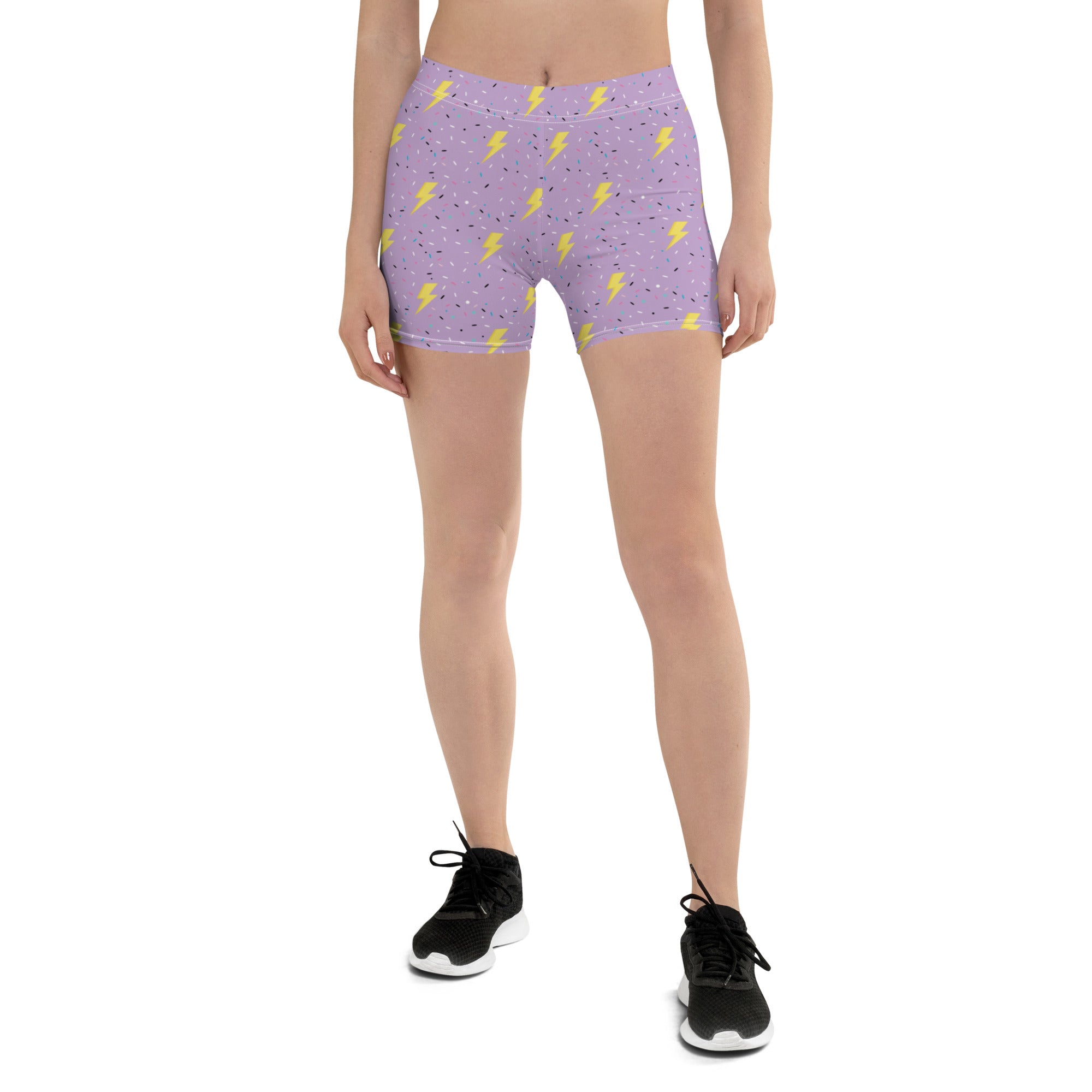 Preppy Lightning Bolts Purple Running Tight Shorts for Women