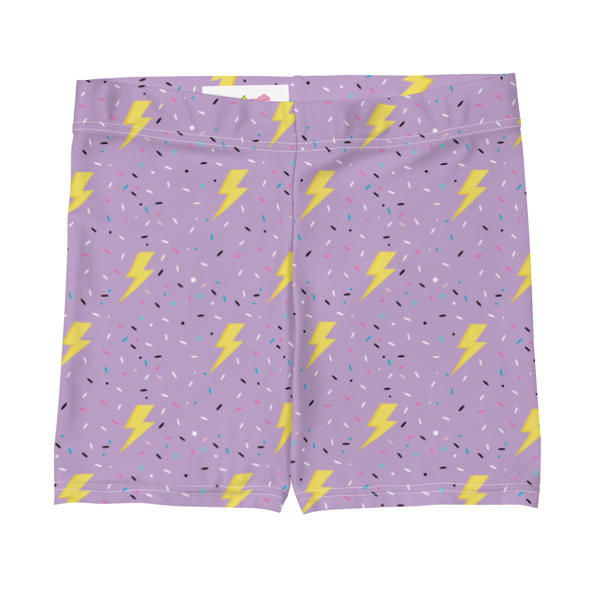 Preppy Lightning Bolts Purple Running Tight Shorts for Women