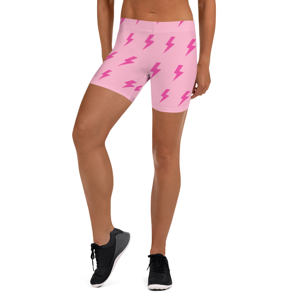Preppy Pink Lightning Bolts Running Tight Shorts for Women