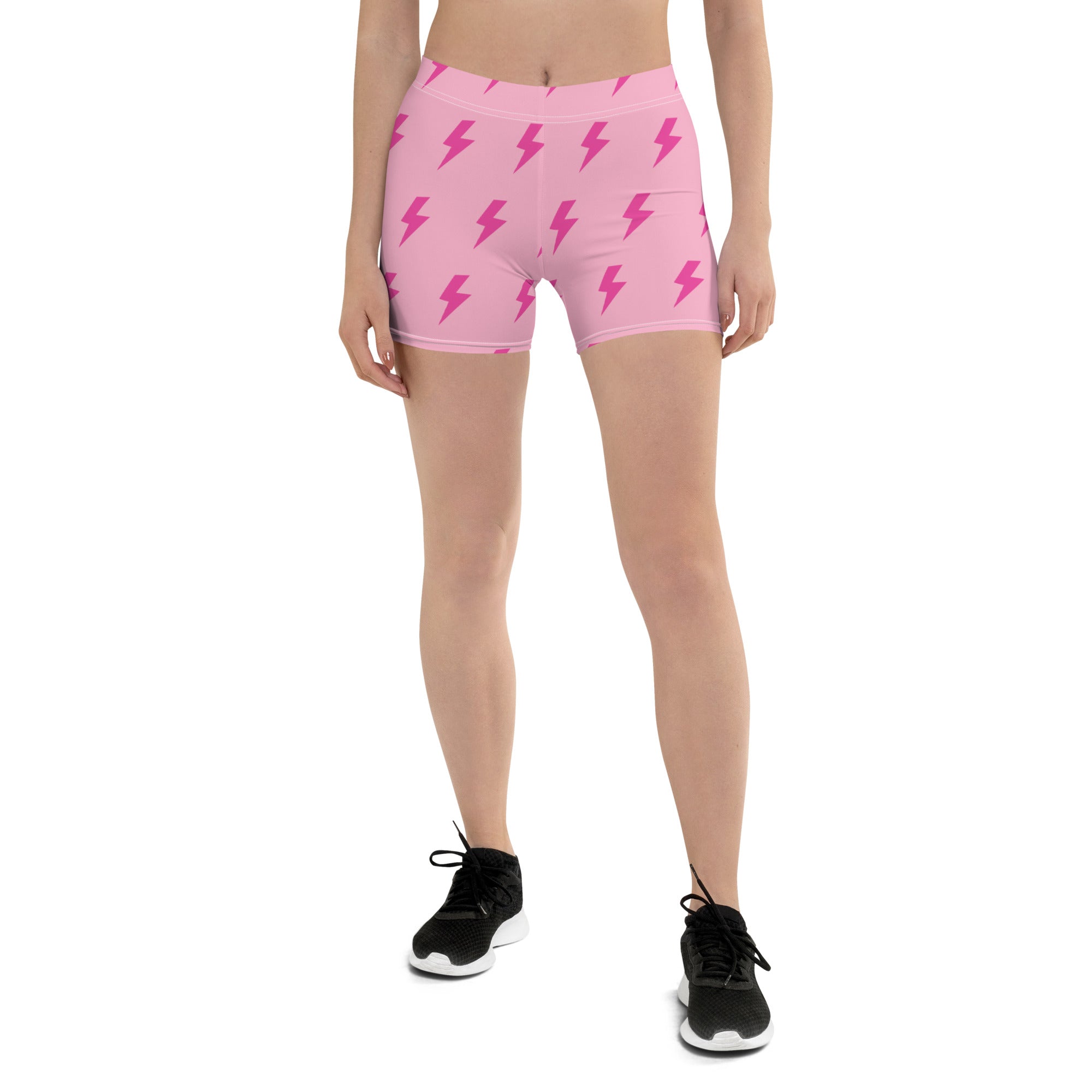 Preppy Pink Lightning Bolts Running Tight Shorts for Women
