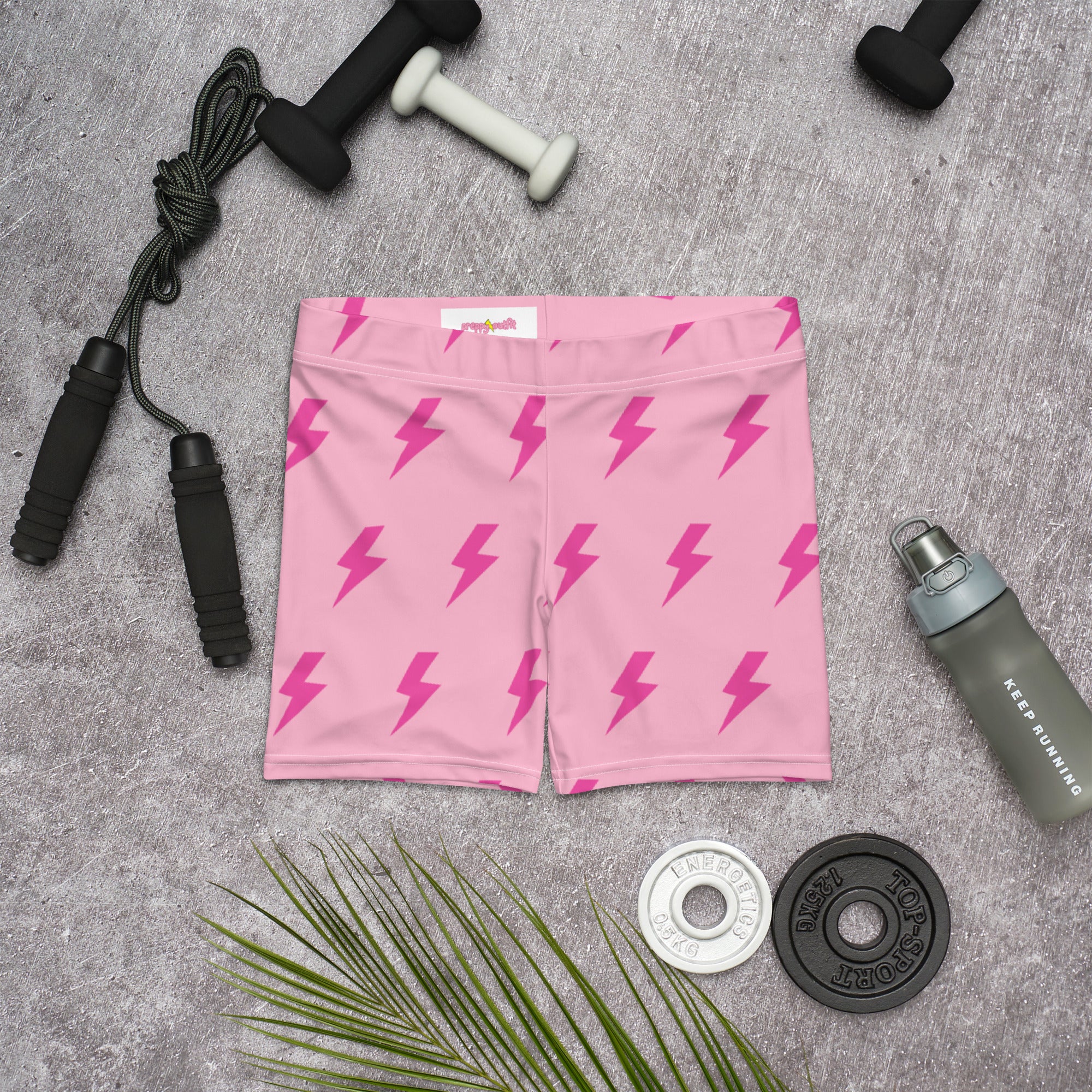Preppy Pink Lightning Bolts Running Tight Shorts for Women