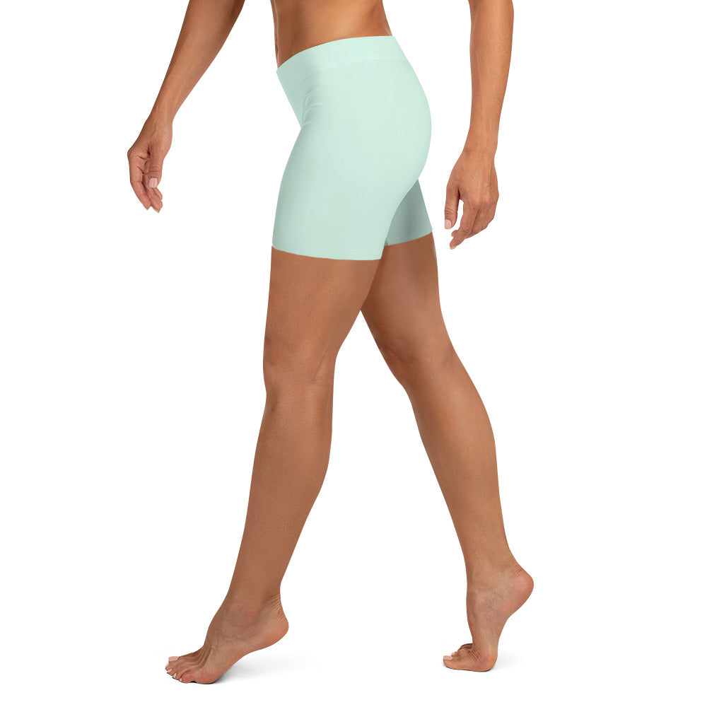 Preppy Plain Sea Green Tight Shorts for Women