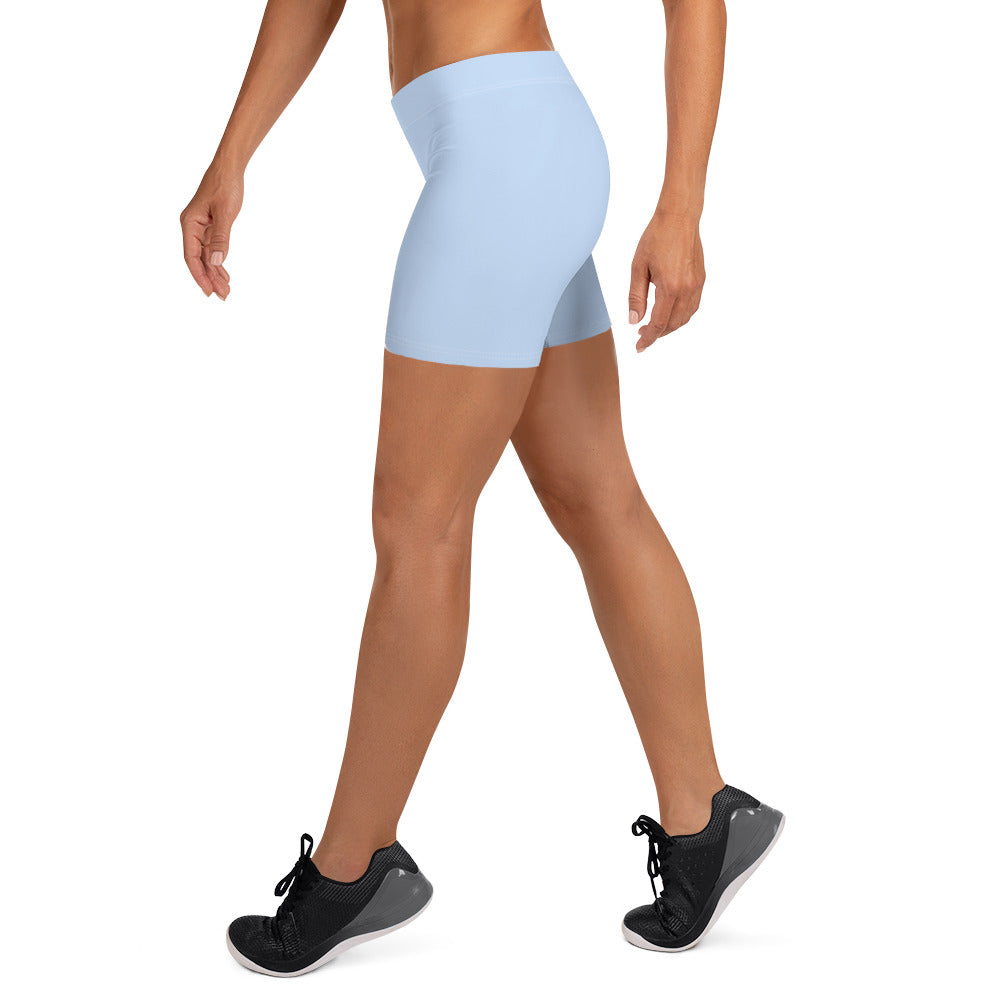 Preppy Plain Baby Blue Tight Shorts for Women