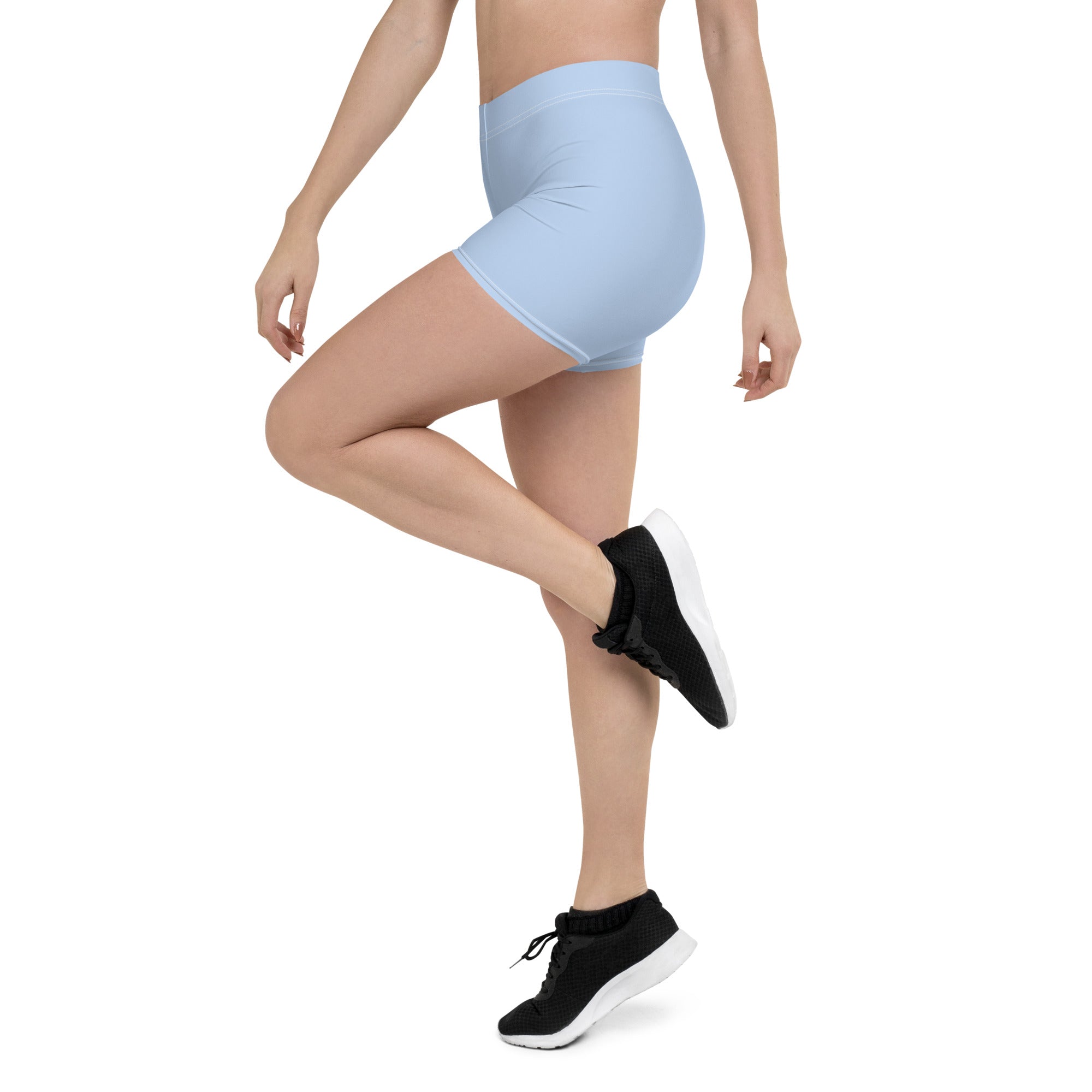 Preppy Plain Baby Blue Tight Shorts for Women