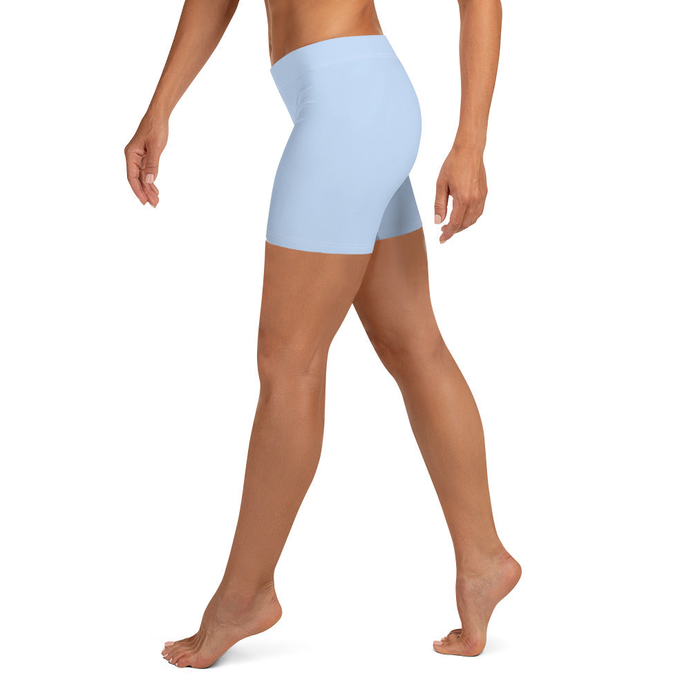Preppy Plain Baby Blue Tight Shorts for Women