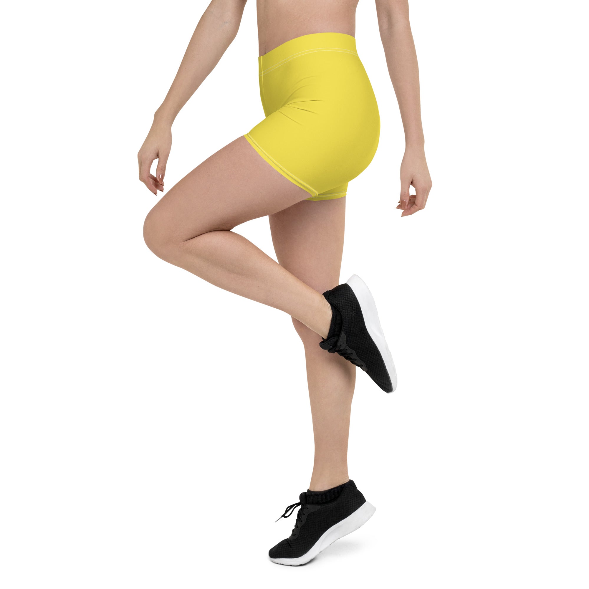 Preppy Plain Yellow Tight Shorts for Women