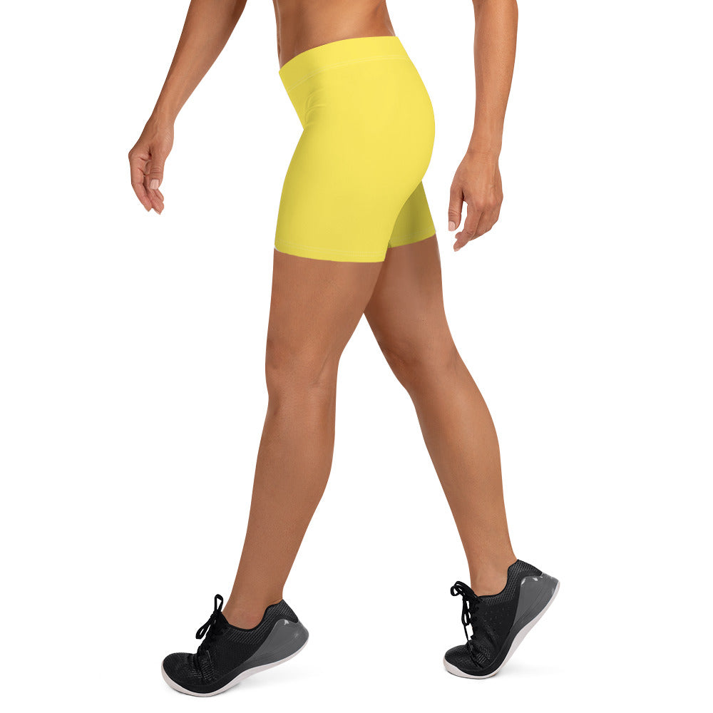 Preppy Plain Yellow Tight Shorts for Women