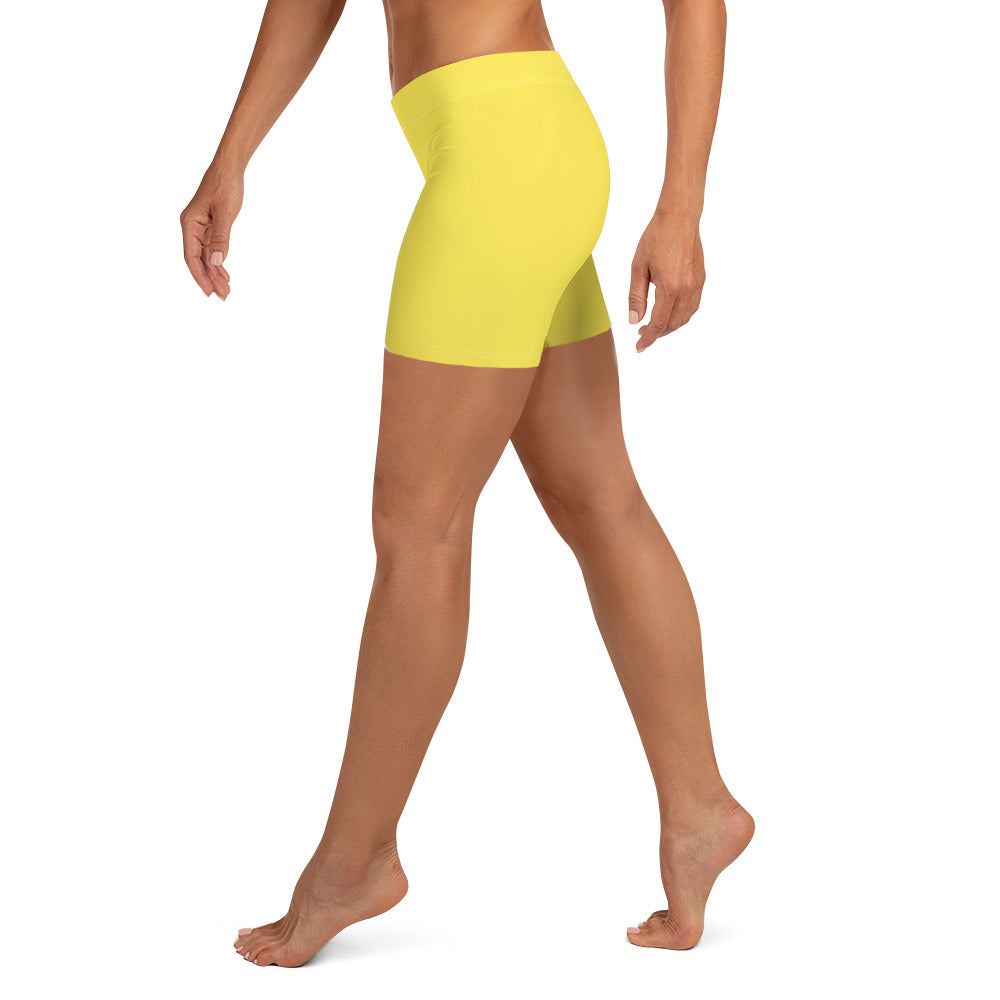 Preppy Plain Yellow Tight Shorts for Women