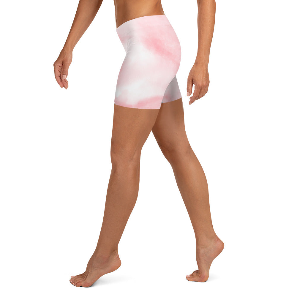 Aesthetic Pink Tie Dye Tight Shorts for Women