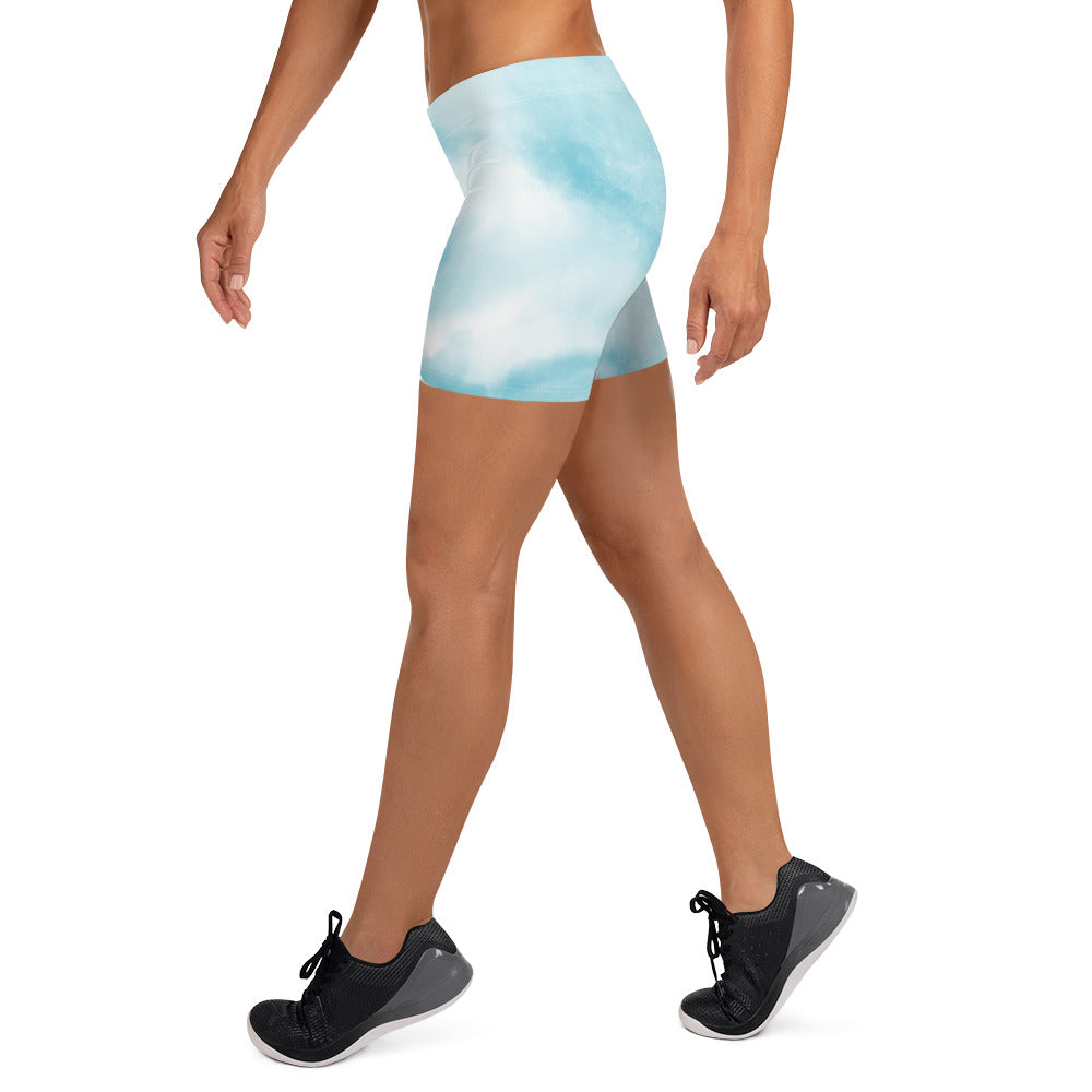 Cute Blue Tie Dye Tight Shorts for Women
