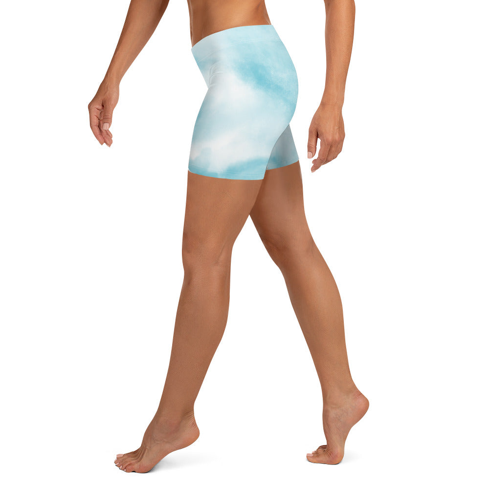 Cute Blue Tie Dye Tight Shorts for Women