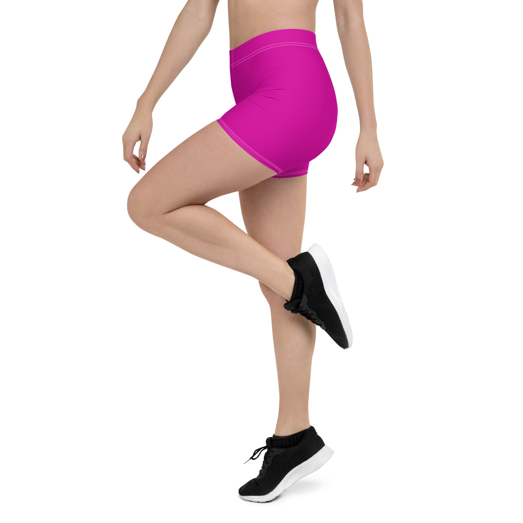 Neon Pink Plain Workout Tight Shorts for Women