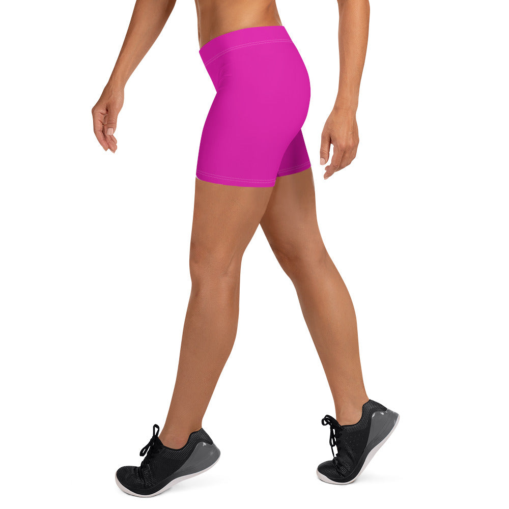Neon Pink Plain Workout Tight Shorts for Women