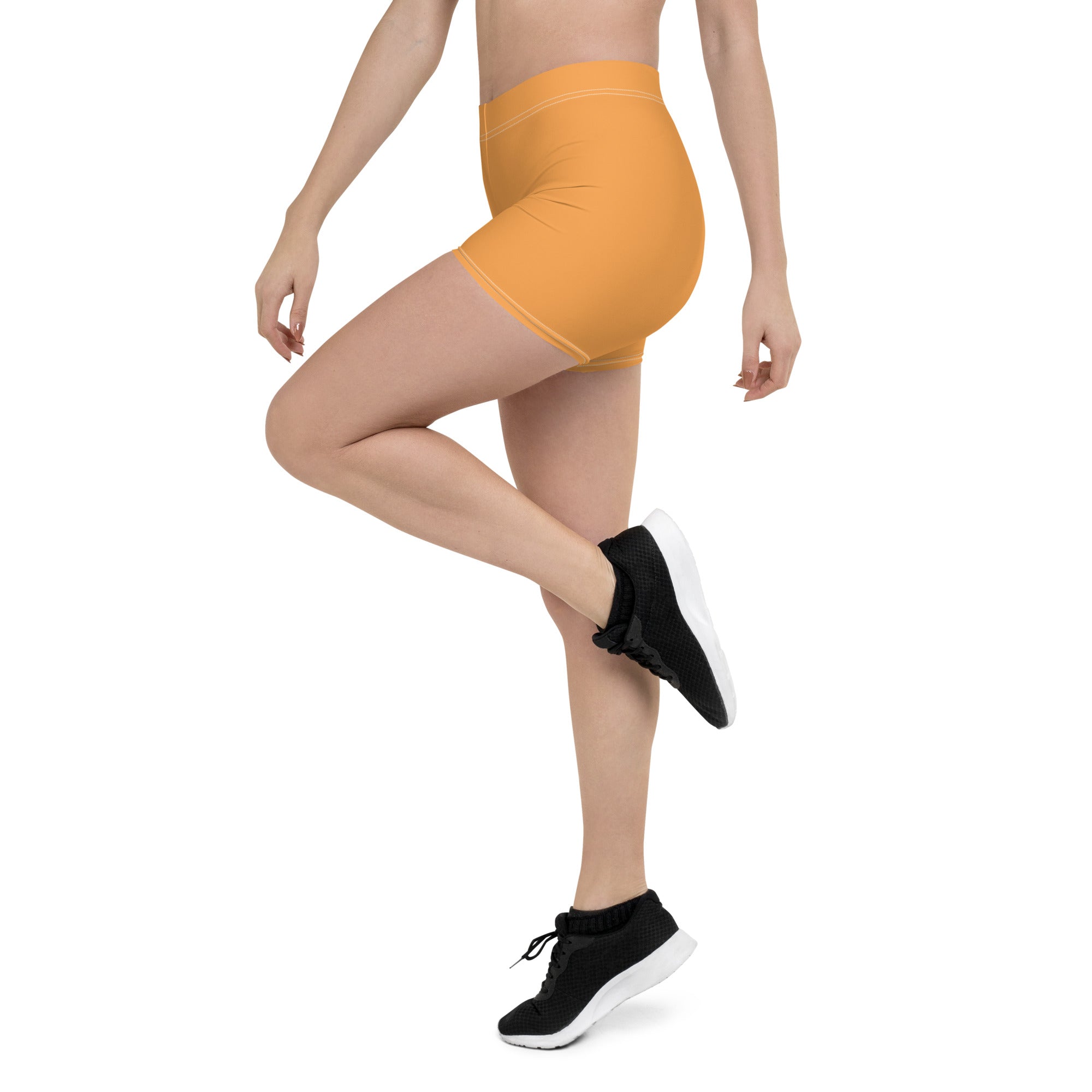 Sporty Orange Plain Gym Workout Tight Shorts for Women