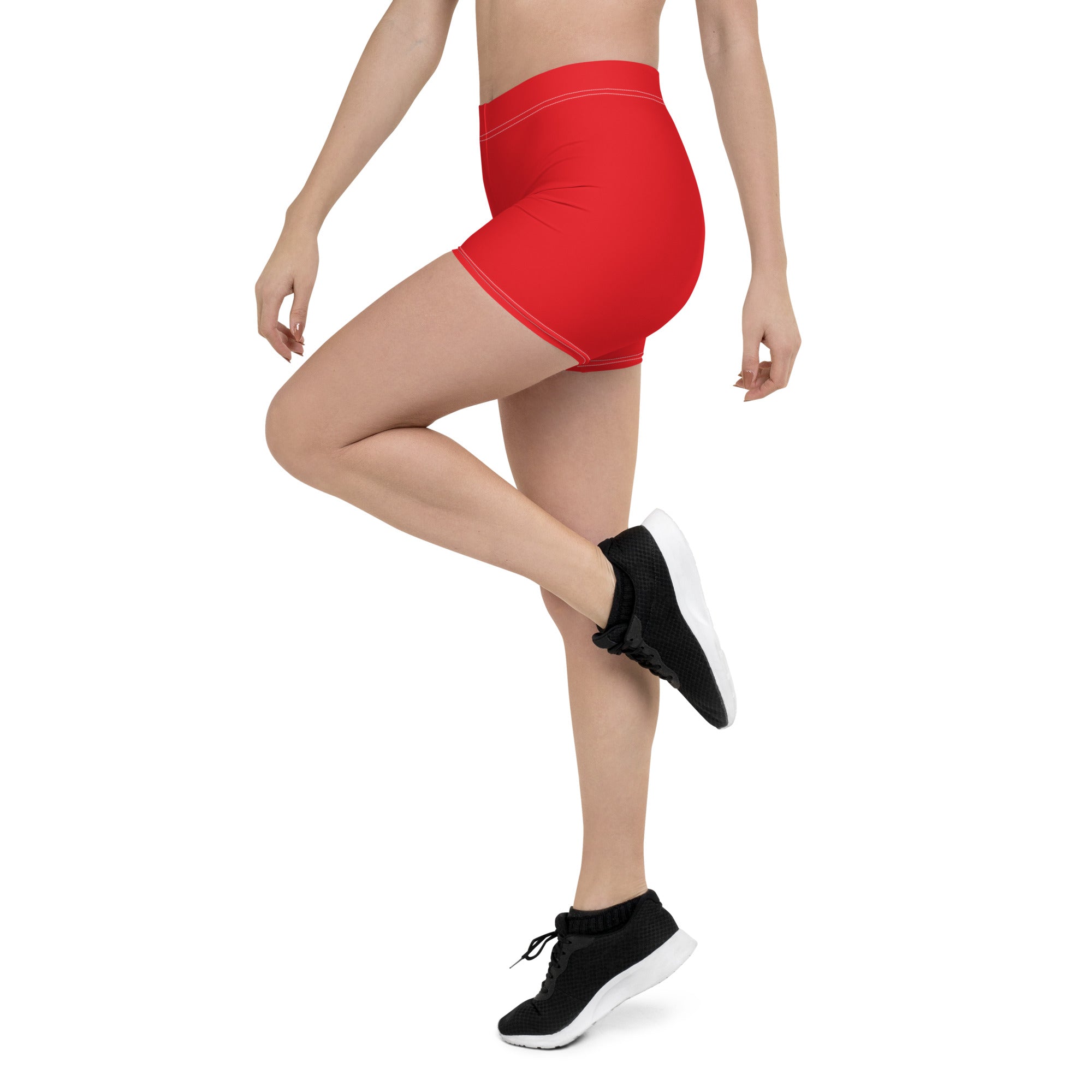 Athletic Red Plain Gym Workout Tight Shorts for Women