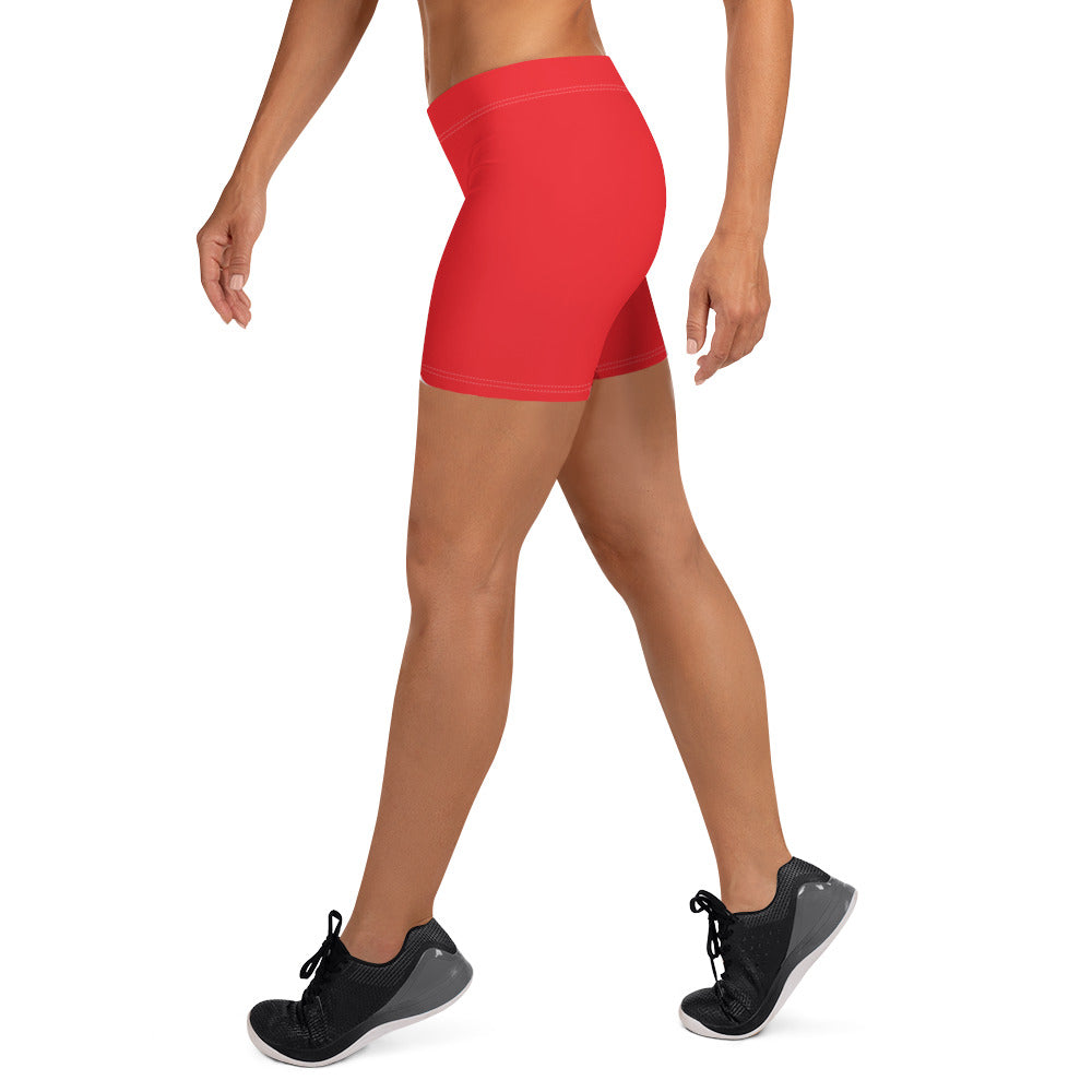 Athletic Red Plain Gym Workout Tight Shorts for Women