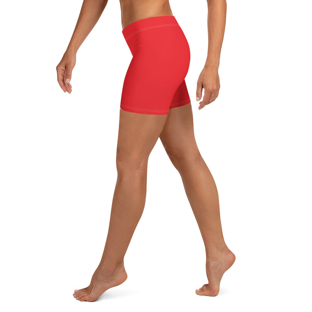 Athletic Red Plain Gym Workout Tight Shorts for Women