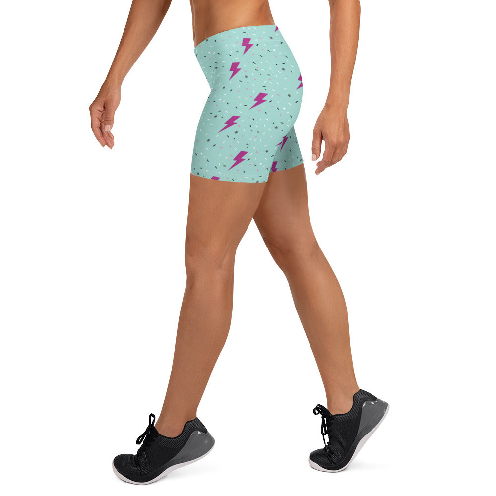 Preppy Green Lightning Bolts Running Tight Shorts for Women