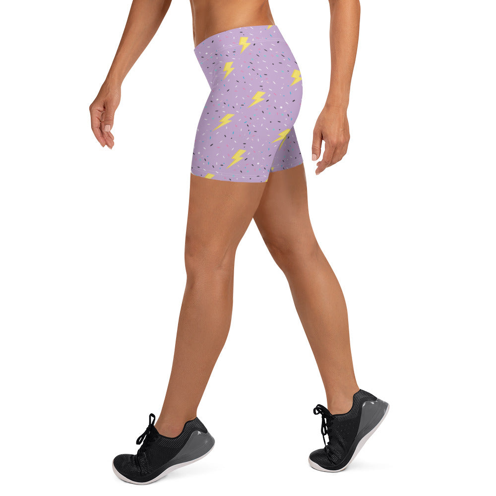 Preppy Lightning Bolts Purple Running Tight Shorts for Women