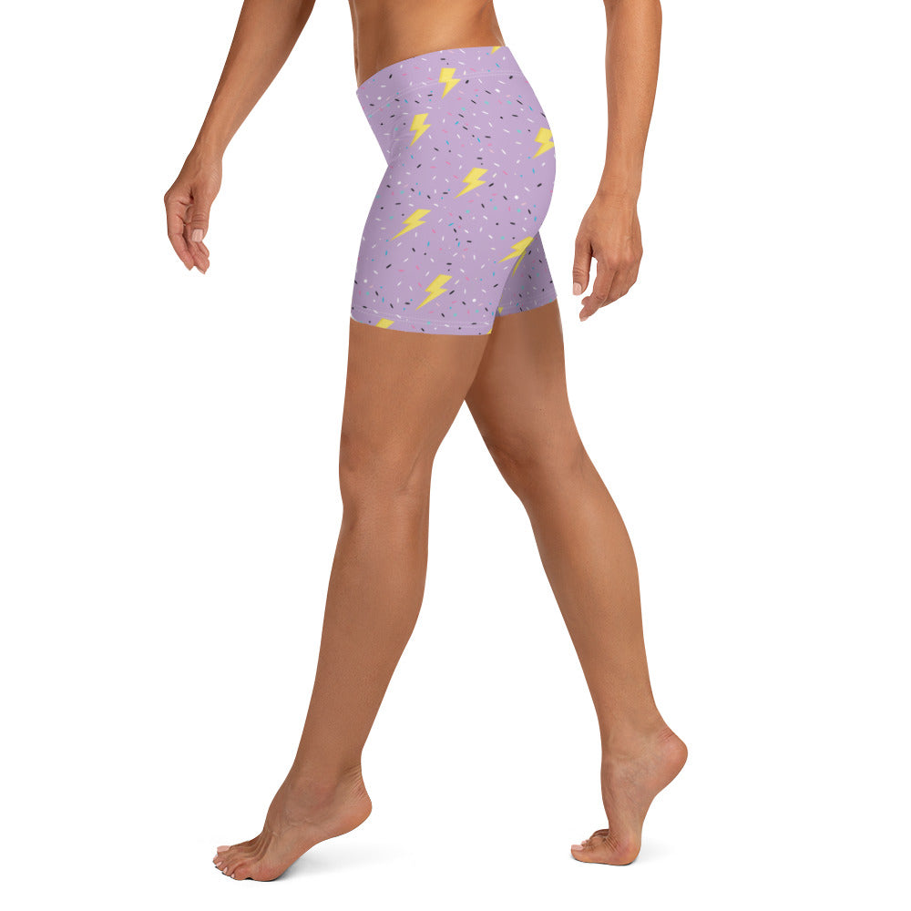 Preppy Lightning Bolts Purple Running Tight Shorts for Women
