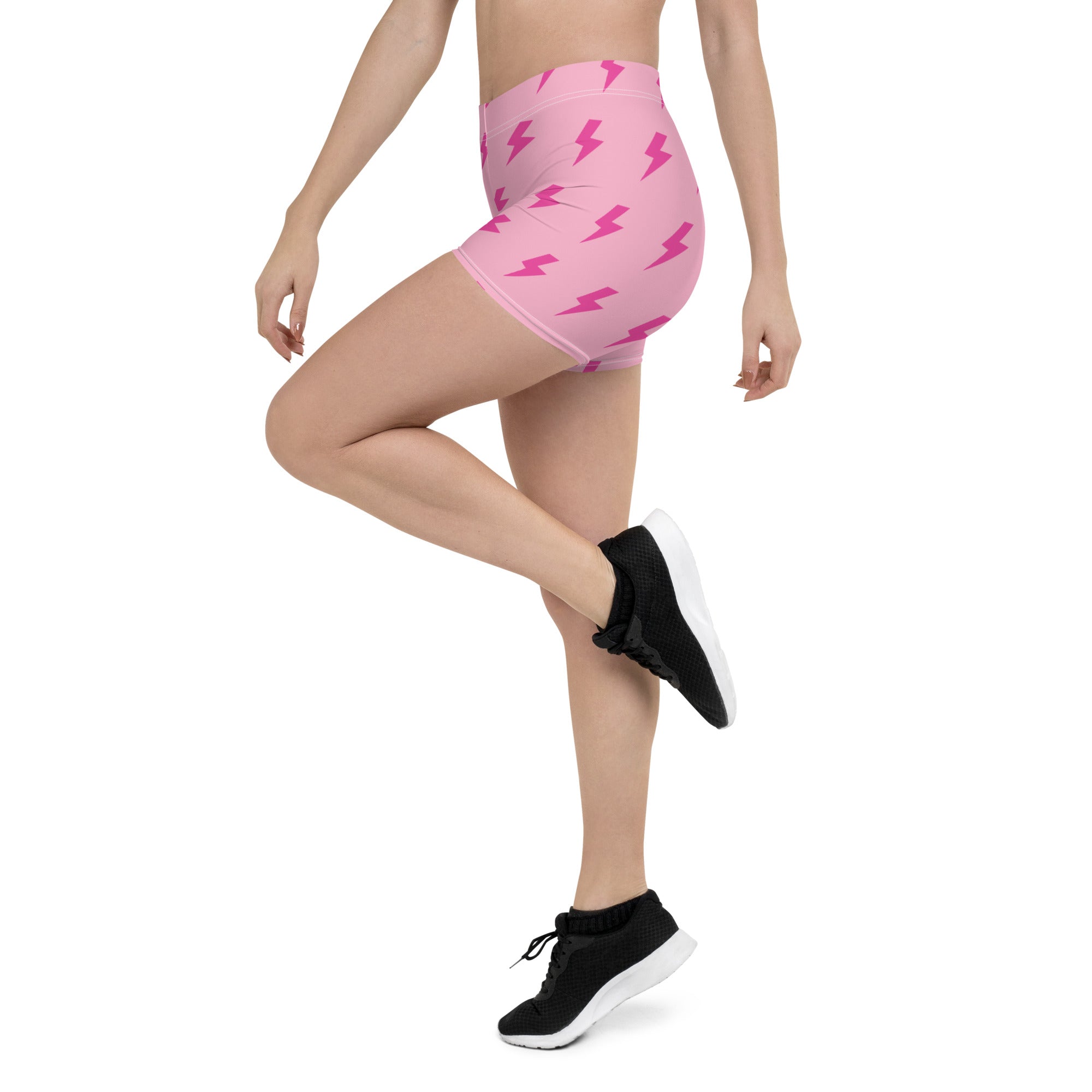 Preppy Pink Lightning Bolts Running Tight Shorts for Women