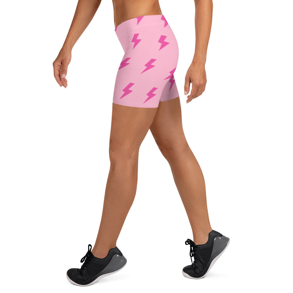 Preppy Pink Lightning Bolts Running Tight Shorts for Women