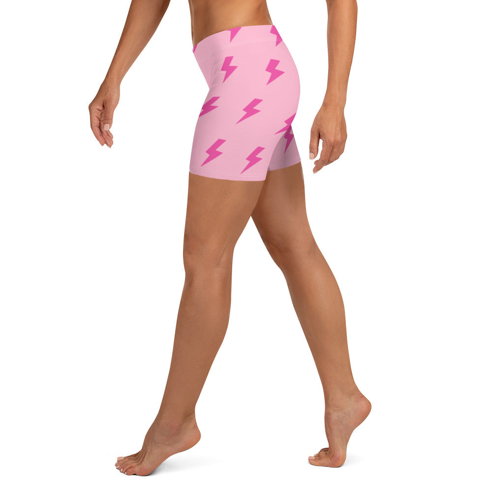 Preppy Pink Lightning Bolts Running Tight Shorts for Women