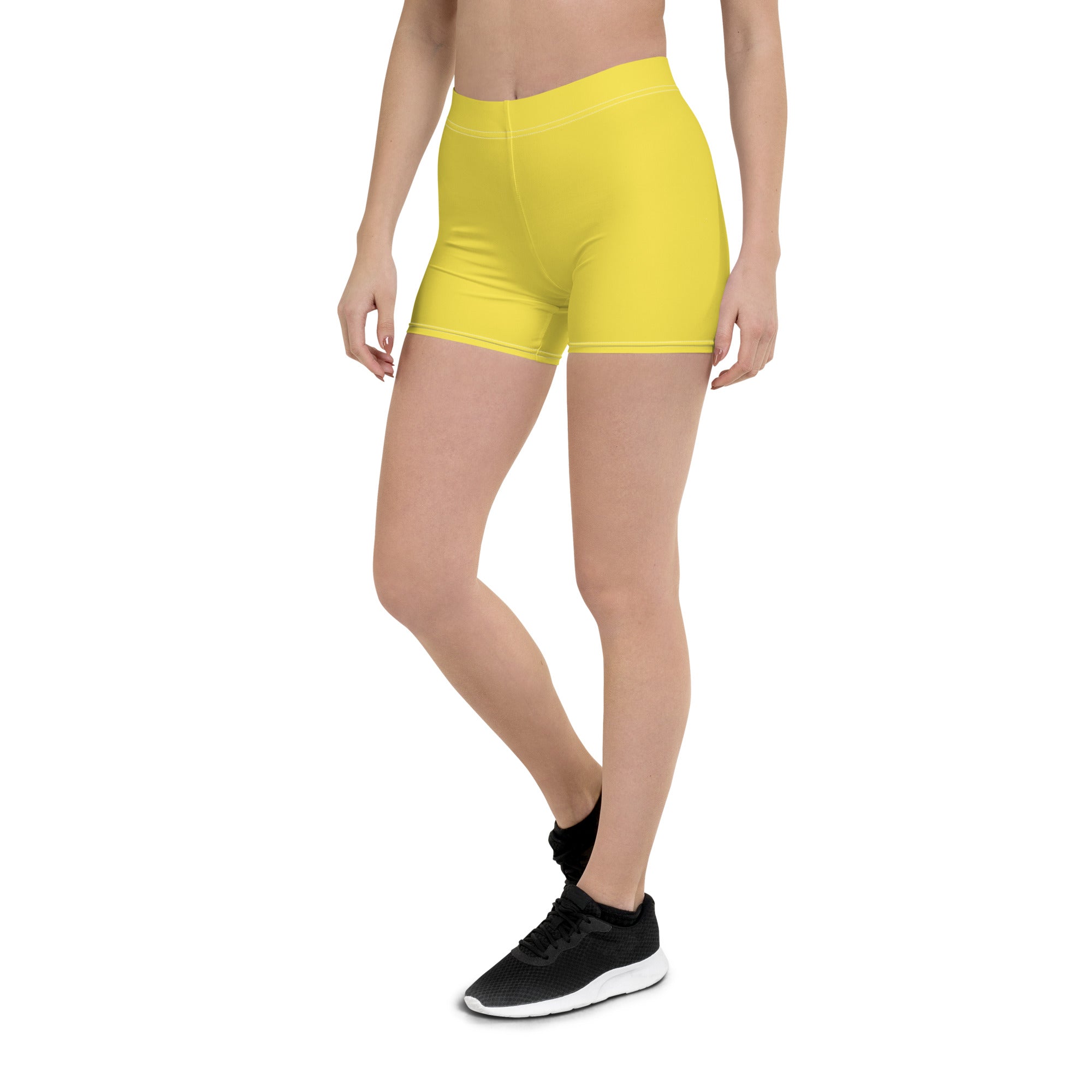 Preppy Plain Yellow Tight Shorts for Women