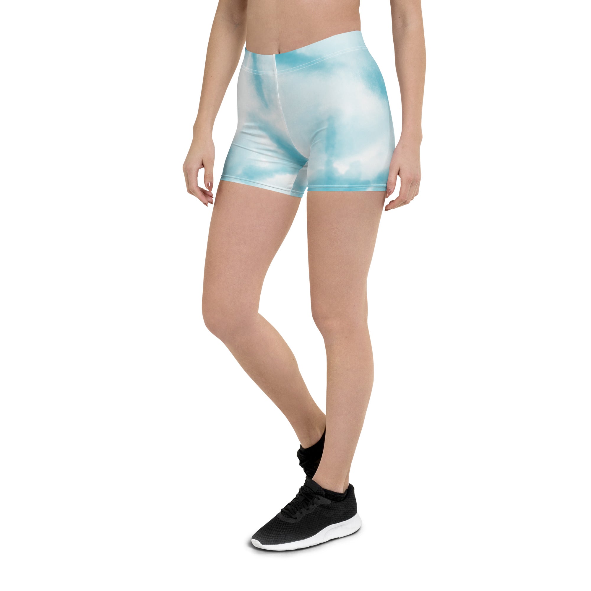 Cute Blue Tie Dye Tight Shorts for Women