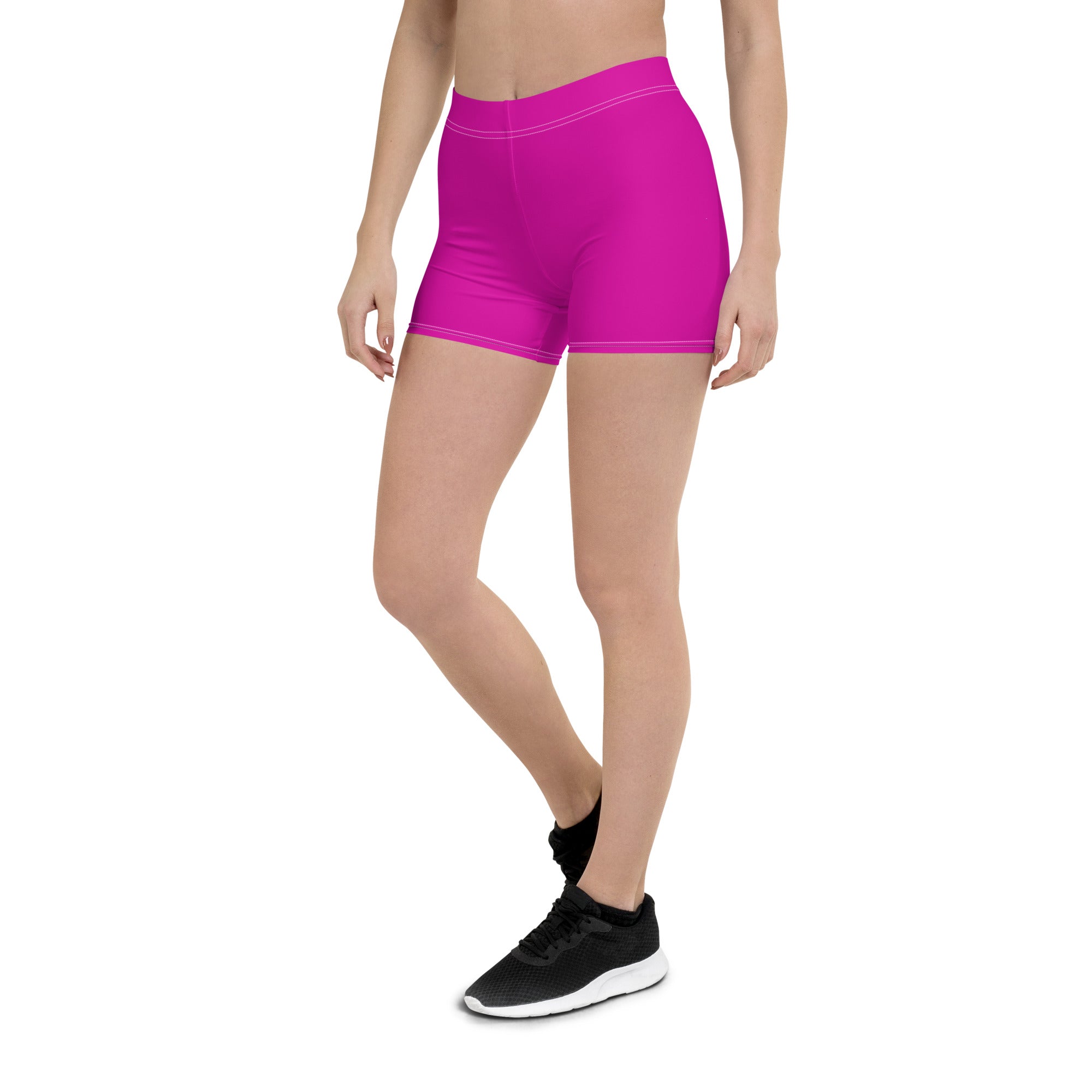 Neon Pink Plain Workout Tight Shorts for Women