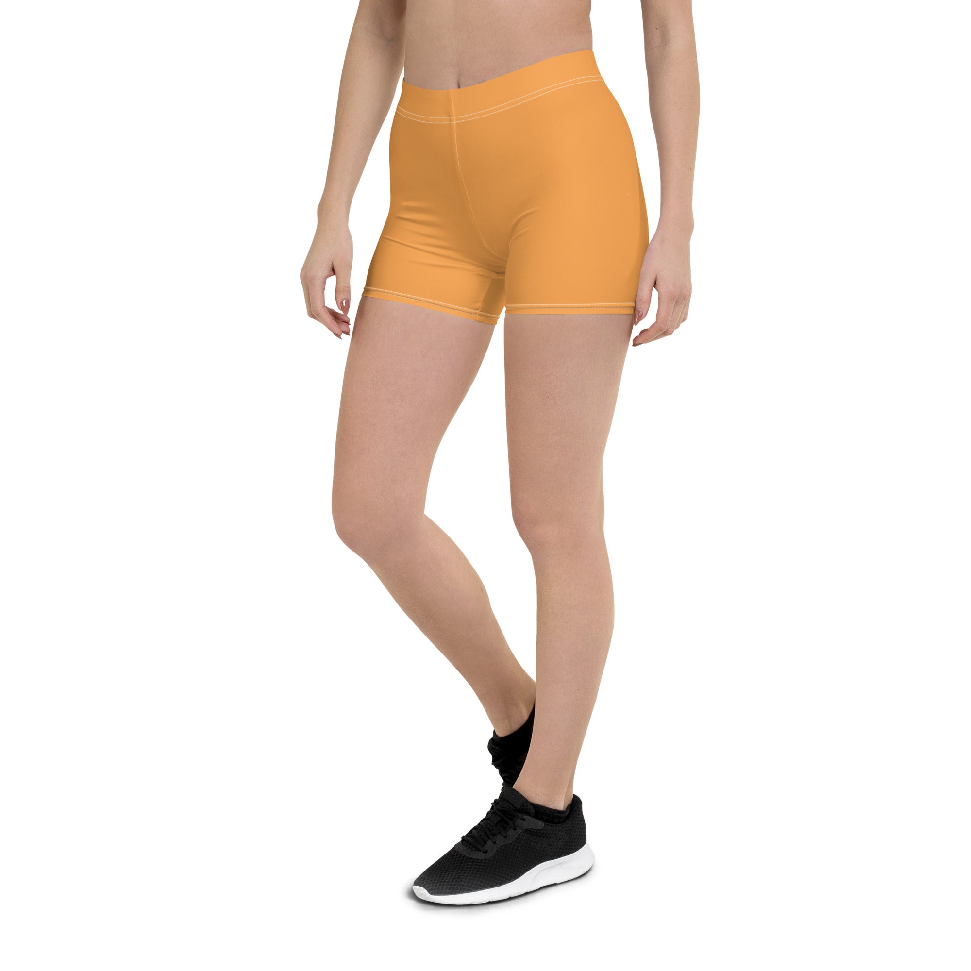 Sporty Orange Plain Gym Workout Tight Shorts for Women