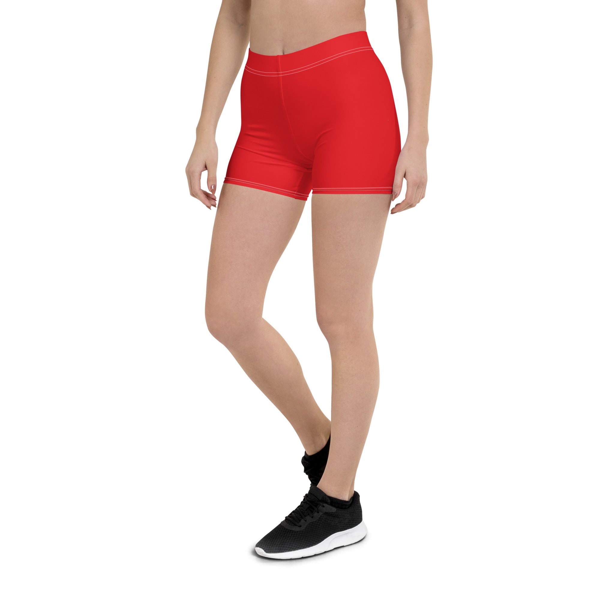 Athletic Red Plain Gym Workout Tight Shorts for Women